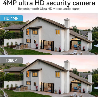 TMEZON 4MP Battery Operated Outdoor Security Camera Wireless Can be Compatible with Base Stations MZ-E1-W300 Eseecloud APP