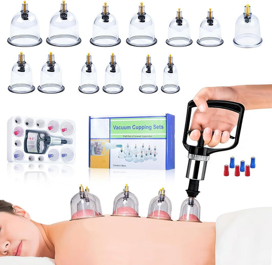 New Cupping Set - Multifunctional Cupping Therapy Kit for Massage, Professional Chinese Vacuum Cupping with Magnets, Cellulite & Muscle Pain Relief, Includes Manual Pump (13 Cups)