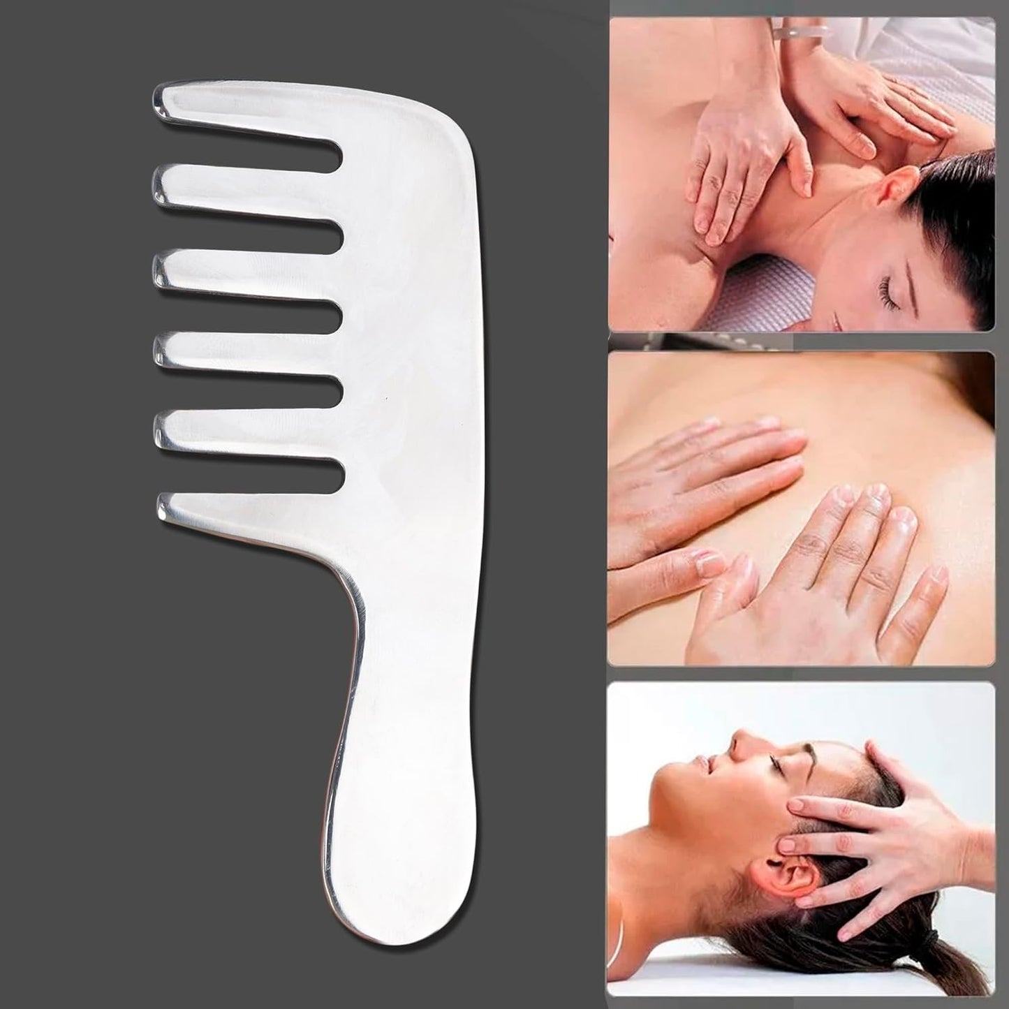 Soulvinee 1pcs Gua Sha Stainless Steel Guasha Board for Facial Skincare Gua Sha Scraping Massage Tools for SPA Acupuncture Therapy Trigger Point Treatment Satinless Steel Comb