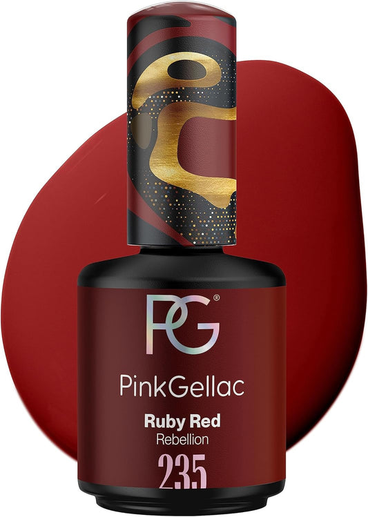 Pink Gellac UV Gel Nail Polish – 235 Ruby Red 15 ml – Shellac Nail Polish Red – Simple Application Gel Lacquer – UV Nail Gel for 14 Days Beautiful Nails – UV Nail Polish Made in Holland