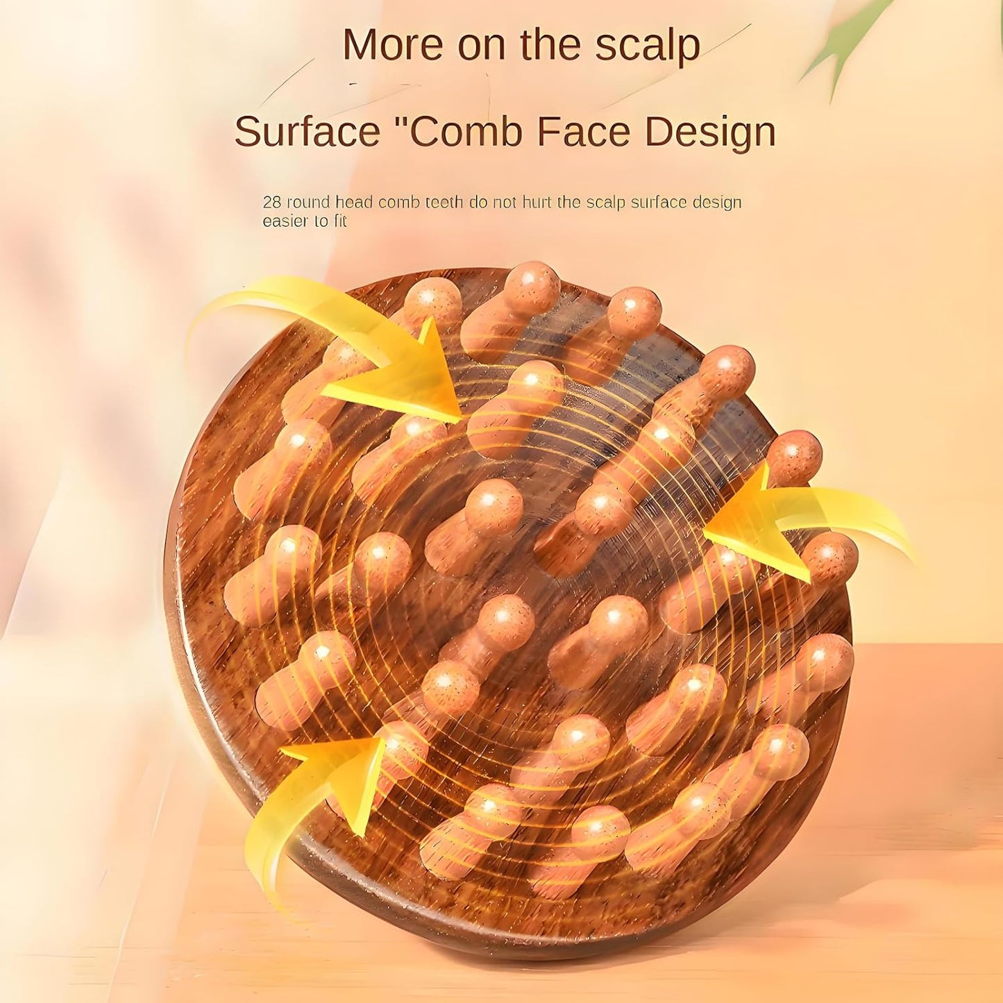 WisBtyCo Massage Hair Brush,Sandwood Hair Scalp Massager with 28 Pins, Wooden Scalp Massage Comb, Wooden with Handle, for Men and Women, Full Body Hair Brush