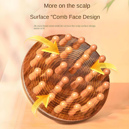 WisBtyCo Massage Hair Brush,Sandwood Hair Scalp Massager with 28 Pins, Wooden Scalp Massage Comb, Wooden with Handle, for Men and Women, Full Body Hair Brush