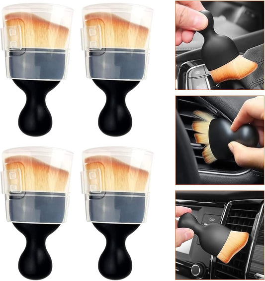 MAEZOE 4-Pack Automotive Interior Dusting Brush with Protective Case, Car Interior Accessories Cleaning Soft Brushes for Interior, Home, Office, Scratch-Free PP Material