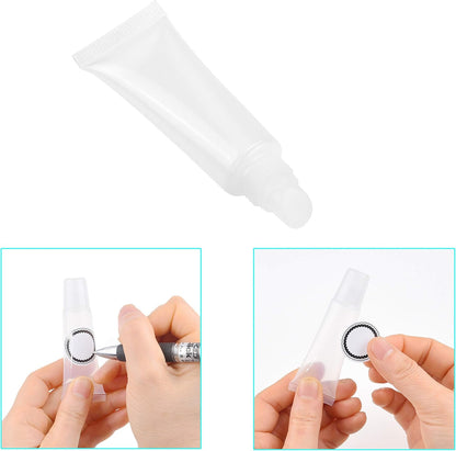 Kare & Kind Pack of 15 Empty Transparent Soft Lip Gloss Tubes 10ml - Refillable Bottles for Cosmetics, Makeup, Lip Gloss, Lip Balm, Accessories - for Travel