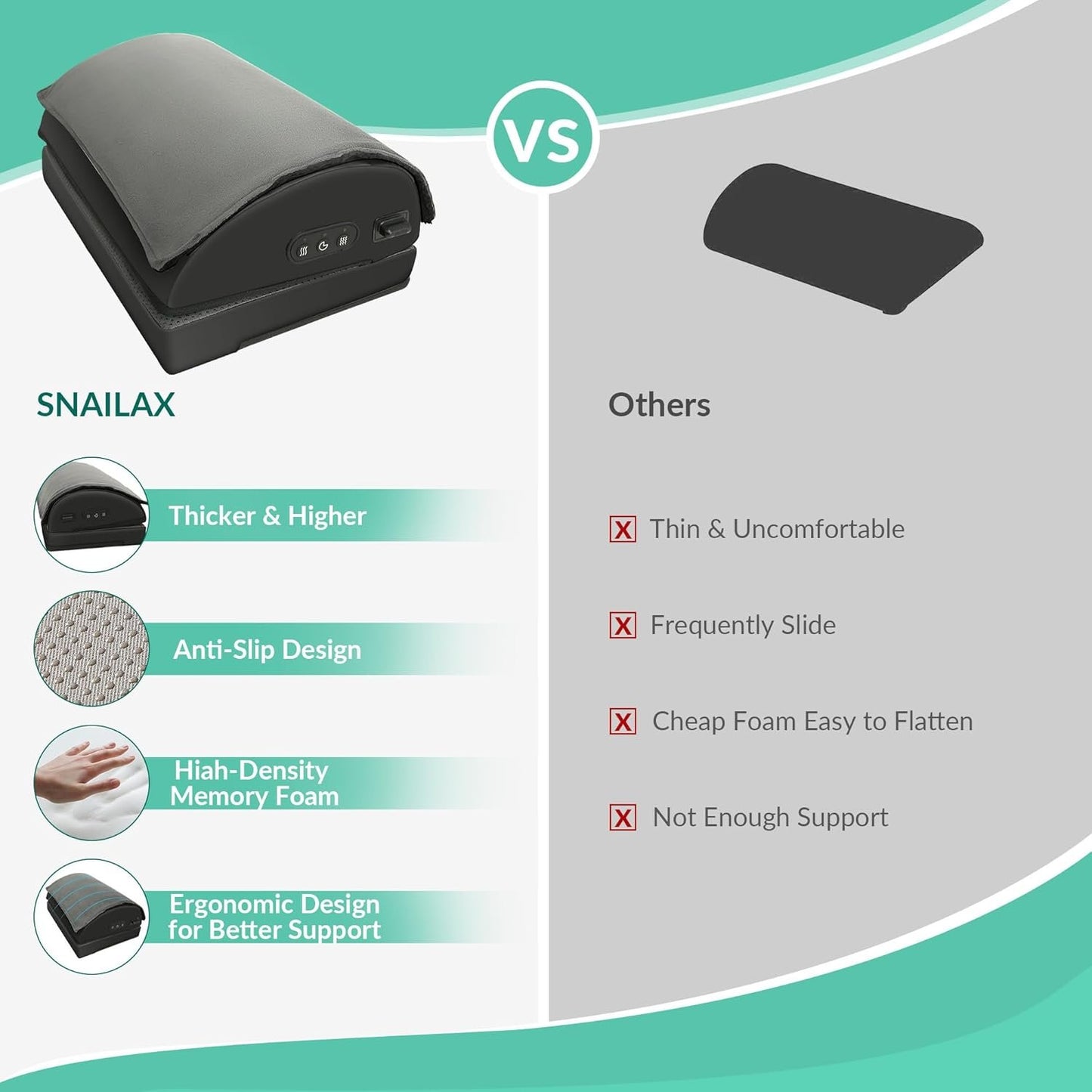 Snailax Foot Rest Under Desk, Foot Warmer with Washable Cover, 2 Adjustable Heights, Desk Footrest with Vibration Massage - Office & Gaming Footrest, Iedal ValentinesGifts for men women