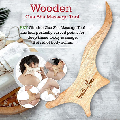 NatureSooth Wooden Gua Sha Massage Tool - Muscle Adhesions and Cellulite Treatment - Soft Tissue Repair and Scar Recovery - Full Body Pain and Stress Relief