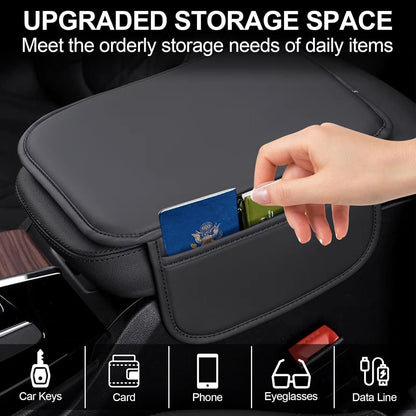 Car Center Console Cover, PU Leather Armrest Pad Cover, Universal Car Arm Rest Seat Storage Box Mat Waterproof Non Slip Interior Accessories