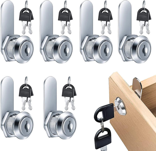 6pcs Cabinet Cam Lock Set, Toolbox Lock Replacement Set Keyed Alike, Letter Box Locks, Drawer Lock Cylinder, Furniture Lock With 2 Keys for DIY