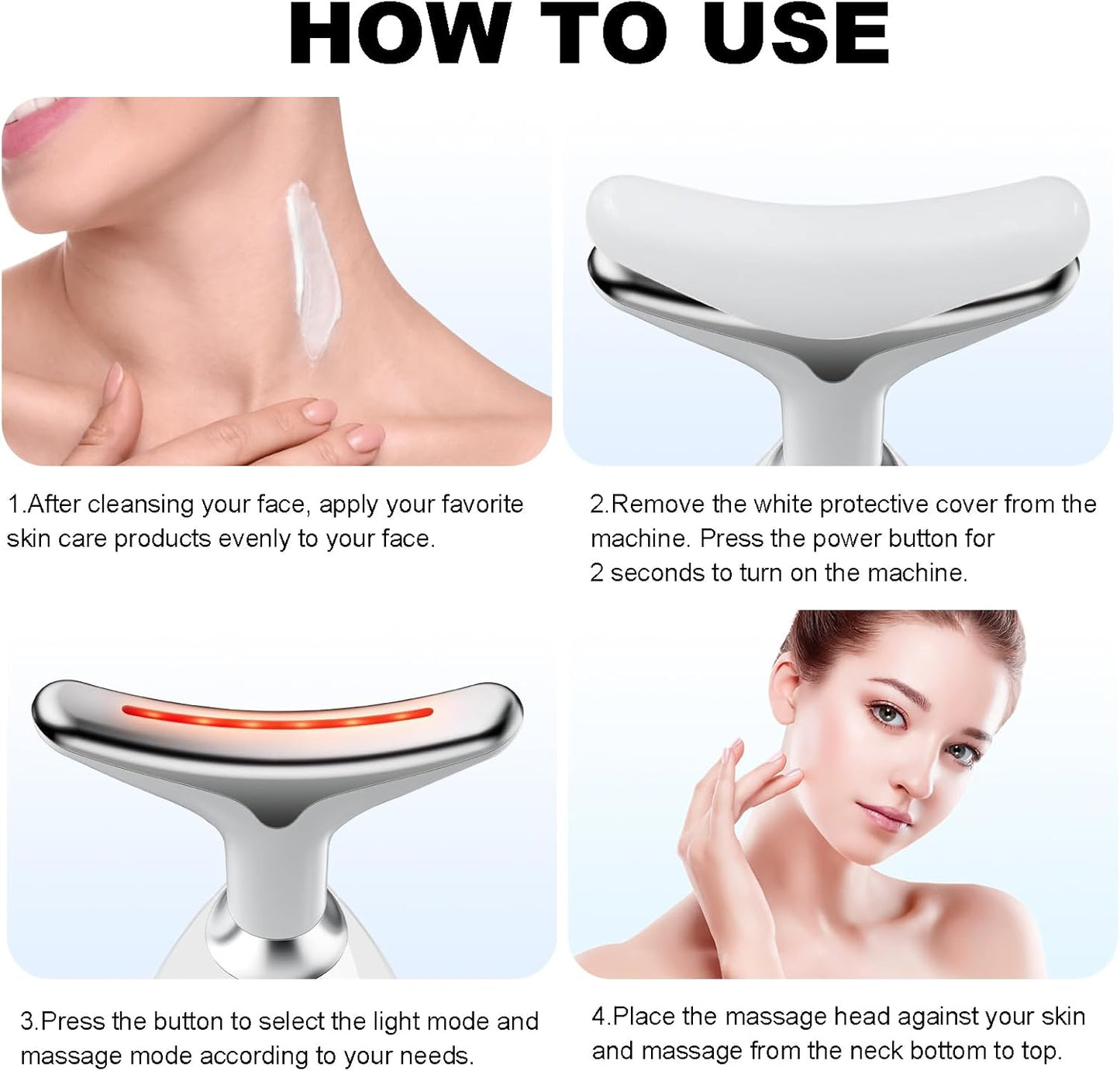 Neck Face Beauty Device, Face Neck Massager for Skin Care, Vibration Face Massager, 7 Color 3 in 1 Face Sculpting Tool Facial Massager