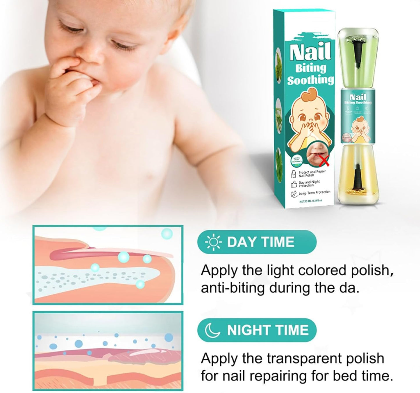 Bitter Nail Polish, Bitter Taste Thumb Sucking Nail, Natural Safe & Effective Solution Deterring, Easy Application, Fingernail Care Manicure Tools for Toddler, Children