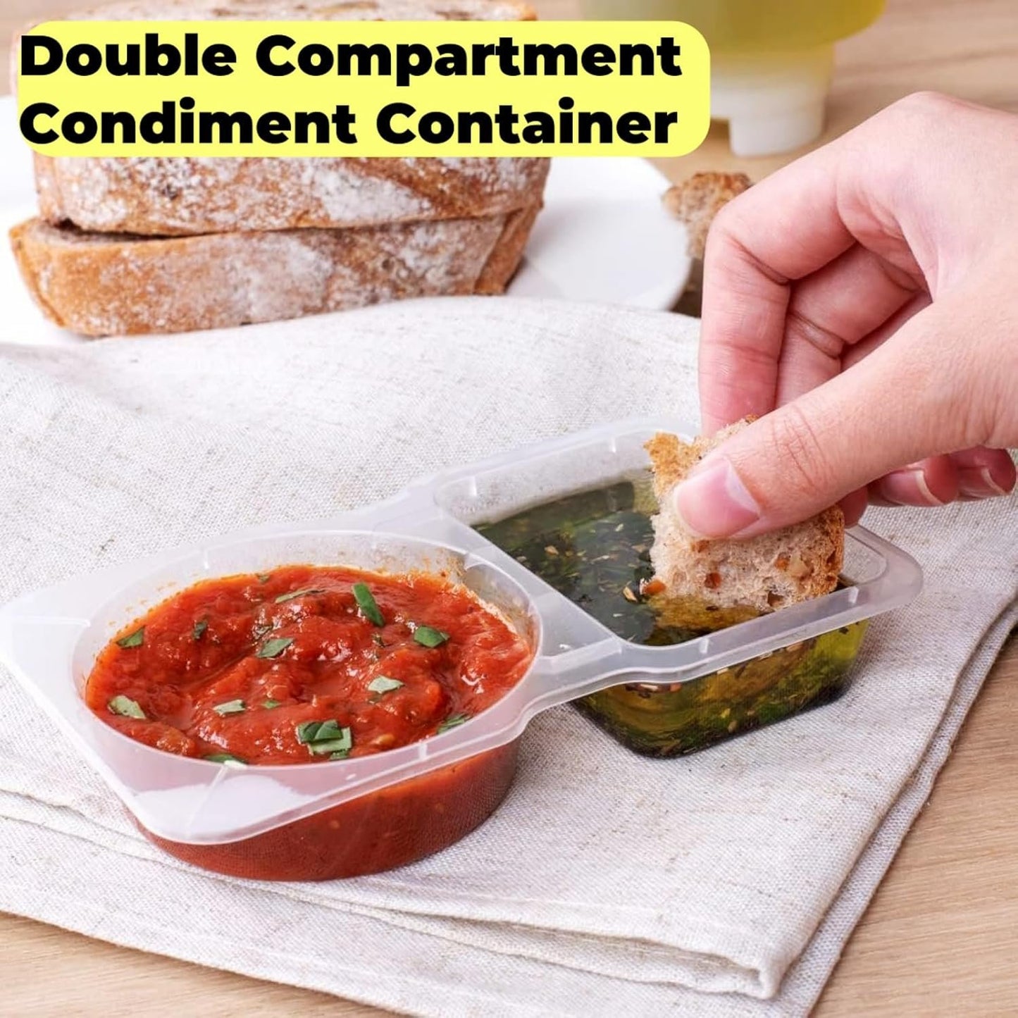 20 Sets Reusable Snack Containers with Lids,Double Compartment Condiment Container for Refrigeration,Portion Control,Take-out Sauces,Dips,Salad Dressing (20)