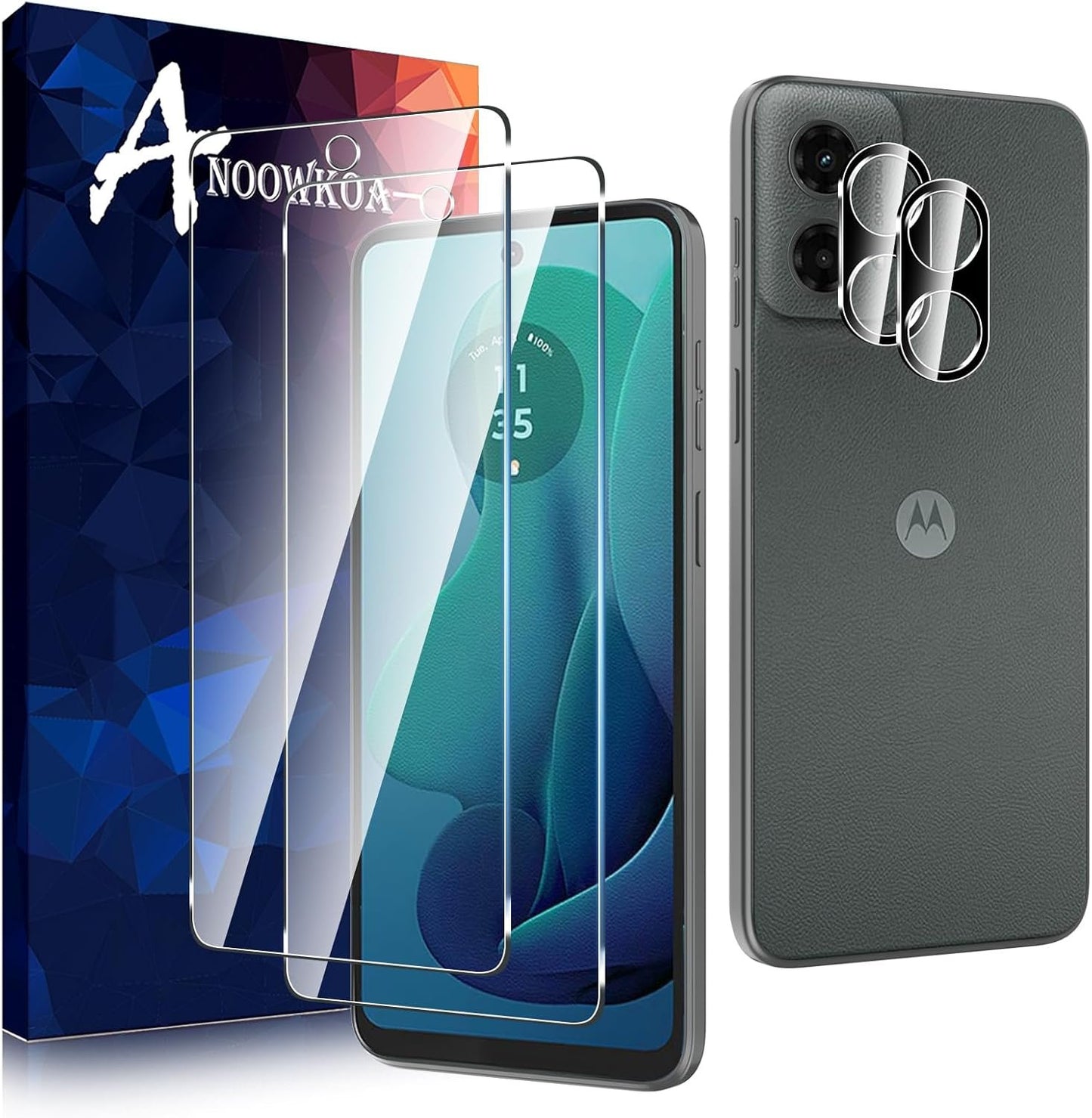 Anoowkoa 2 Pack for Moto G 5G 2024 Screen Protector + [2 Pack] Motorola G 5G 2024 Camera Lens Tempered Glass Protector.9H Hardness.Support Fingerprint Unlock Bubble-Free.Easy Installation