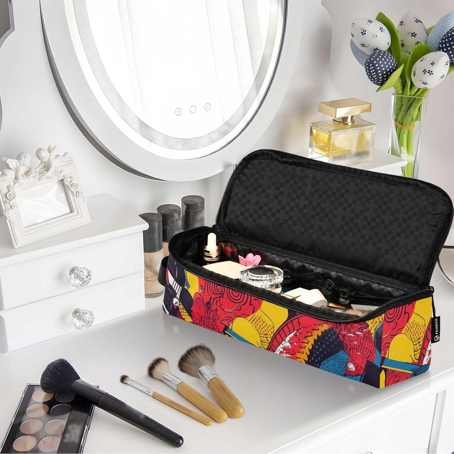 miaozhen Women Hair Tool Travel Bag with Curling Iron Mat Travel Bag for Hot Tools and Hair Care Accessories, Japanese Style, modern