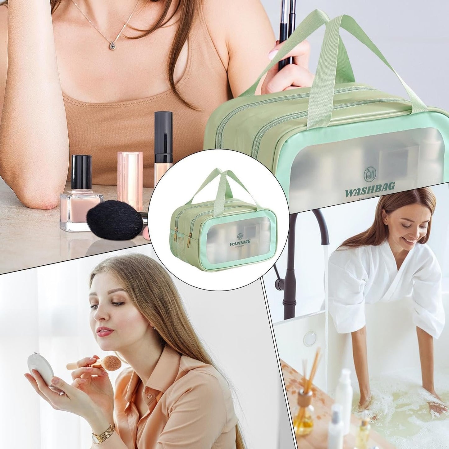 Travel Toiletry Bag, Multiple Compartments Travel Storage Bag, Portable Makeup Organizer, Large Capacity Hygiene Kit, Compact Shower Caddy, Convenient Pouch for Facial Cleanser