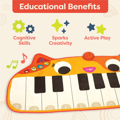B. Toys Cat Piano Musical Toys Kids - Floor for Active Play - 3 Years + - Lolo's Meowsical Mat, LB1932Z