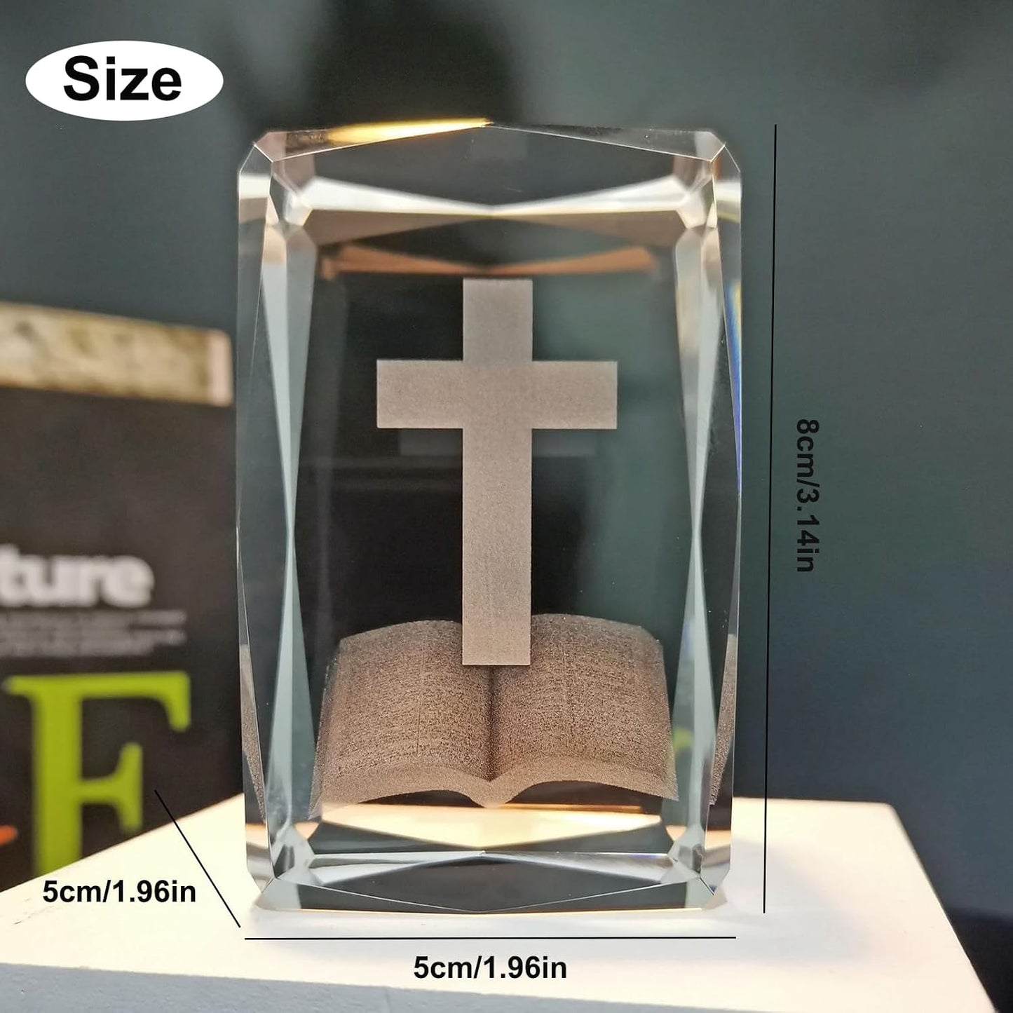 Cross Crystal with Wooden Light Base, Engraved Cross Praying Gifts, Night Light Home Decor, Encouragement Spiritual Gifts