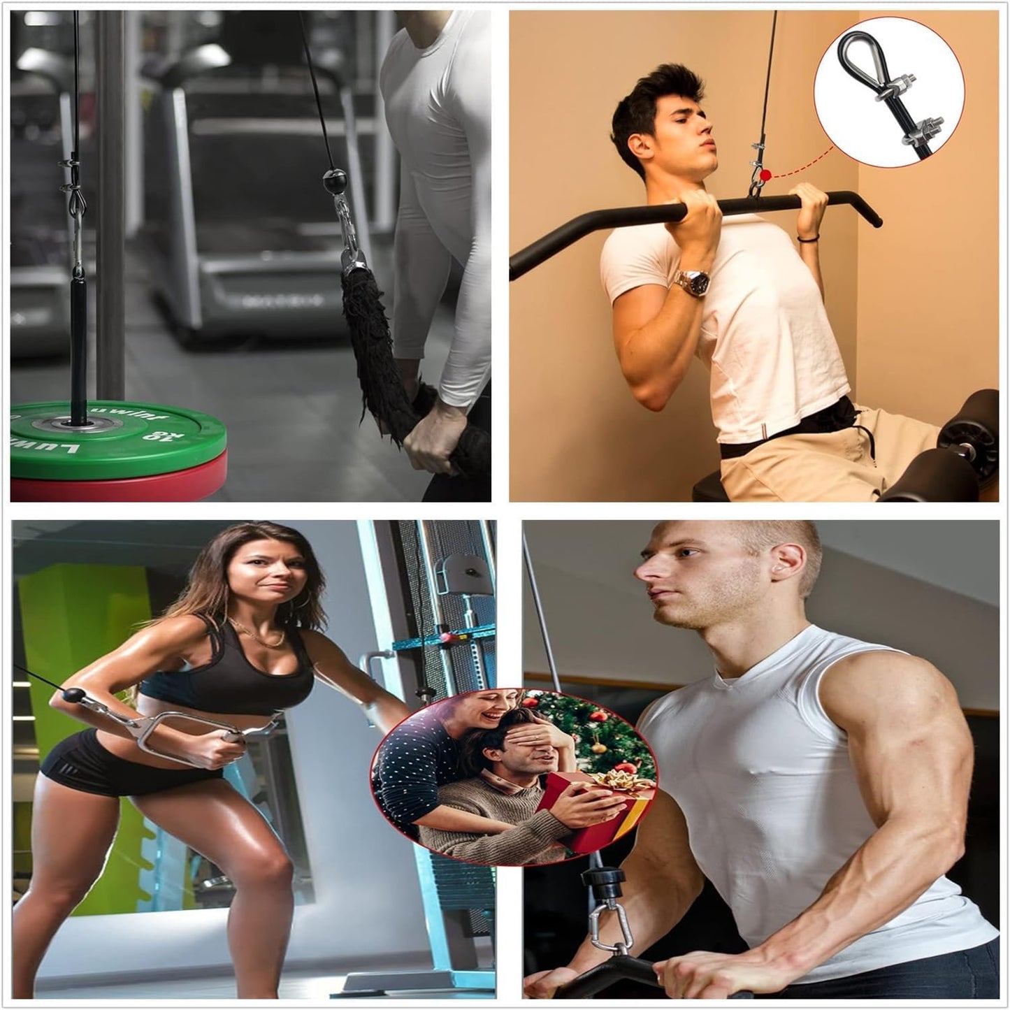 Aurorasports 196 Inch Fitness Pulley Cable, Adjustable Home Gym Replacement Cables Pulley System Gym Heavy Duty Fitness Steel Wire Rope 5mm Thick for Pulley Machine Accessories