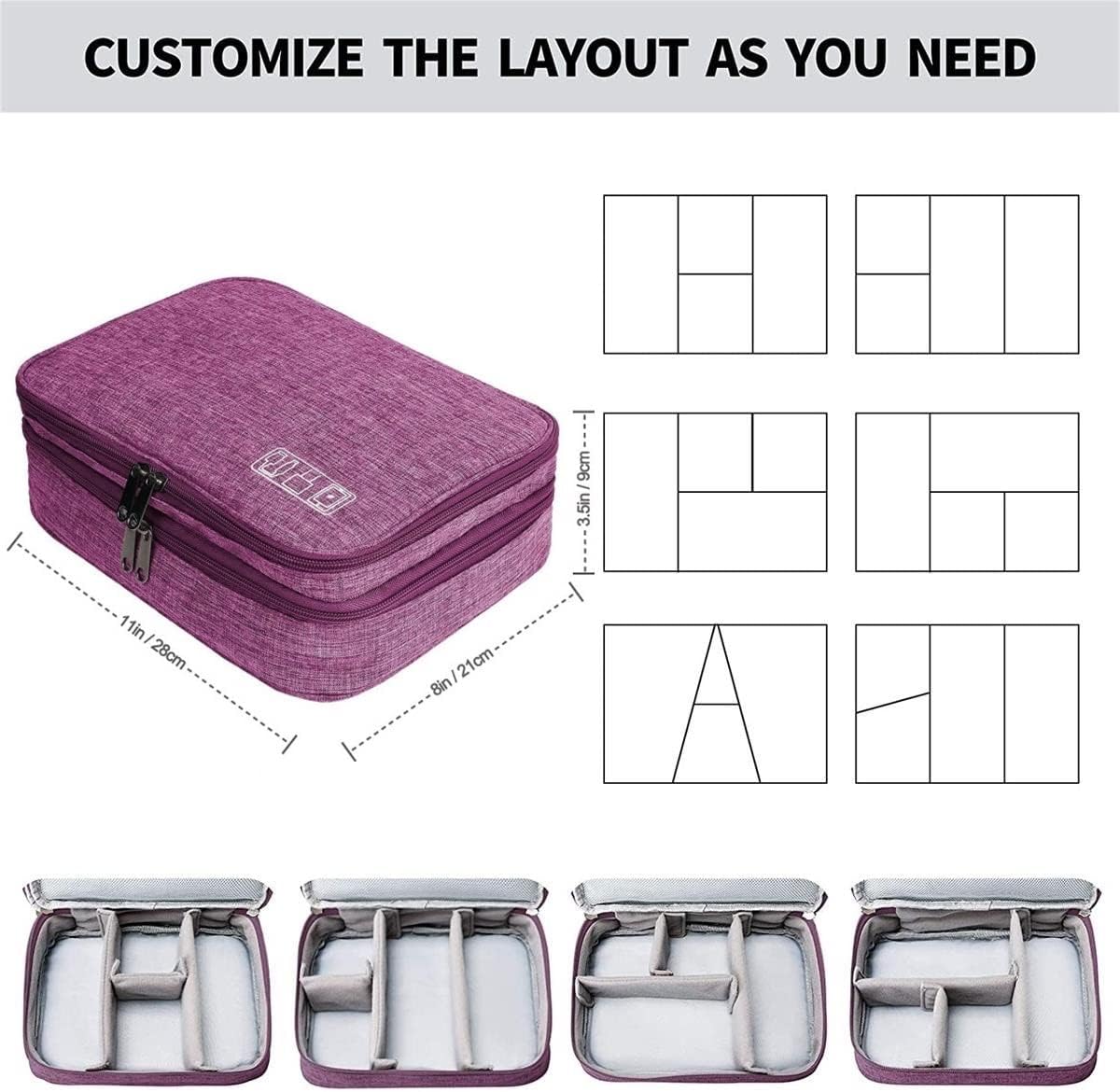 Packing Cubes for Travel Electronics Devices Organizer, with 12 PCS Ties,Versatile Electronic Accessories Carrying Case for Toothbrushes,Charging Devices,Other Cordless Electrical Appliances Purple