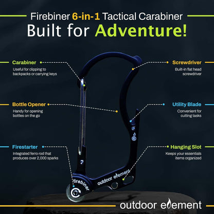 Firebiner - Fire Starter, Multi-Tool, Carabiner