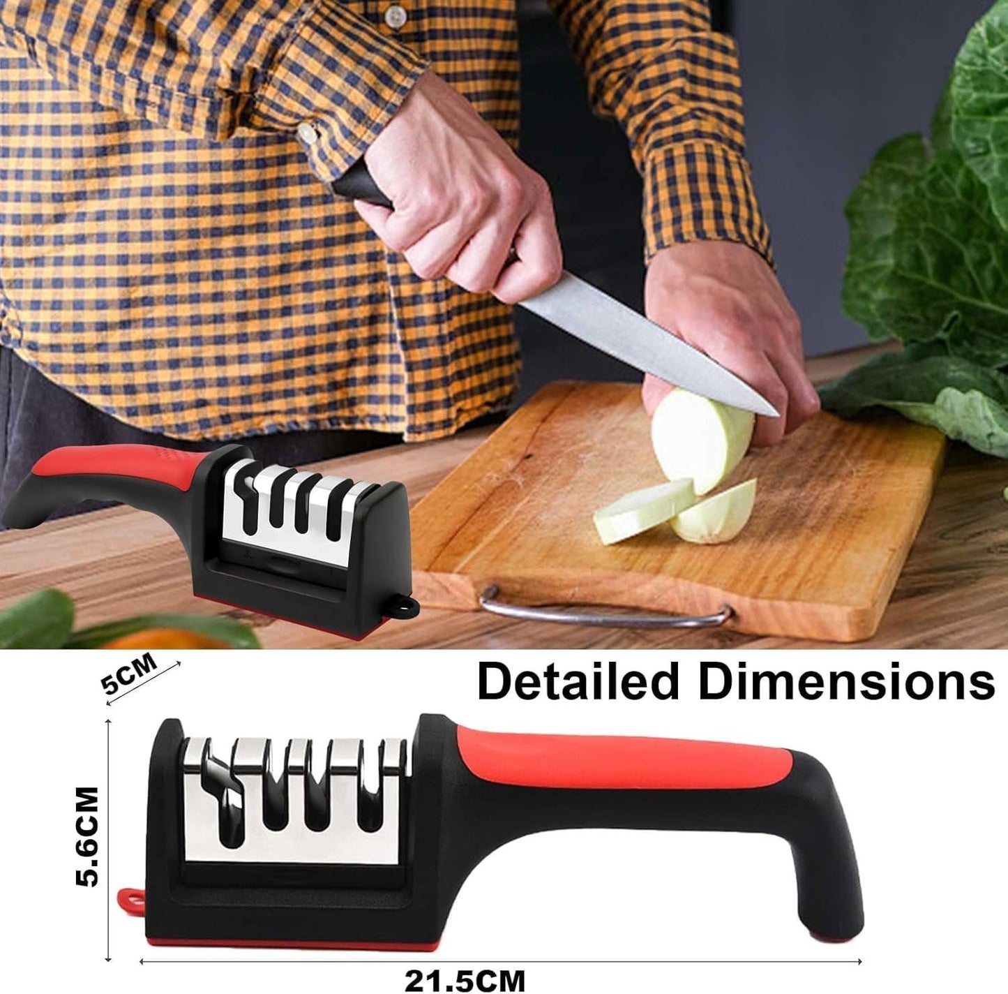 RyNova 4-in-1 Knife Sharpener with Safety Gloves â€“ Ultimate Sharpening Tool for Ceramic, Steel Knives & Scissors