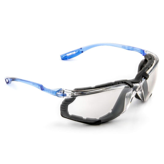 3M Safety Glasses, Virtua CCS, ANSI Z87, Anti-Fog, Indoor/Outdoor Mirrored Lens, Blue Frame, Corded Ear Plug Control System, Removable Foam Gasket