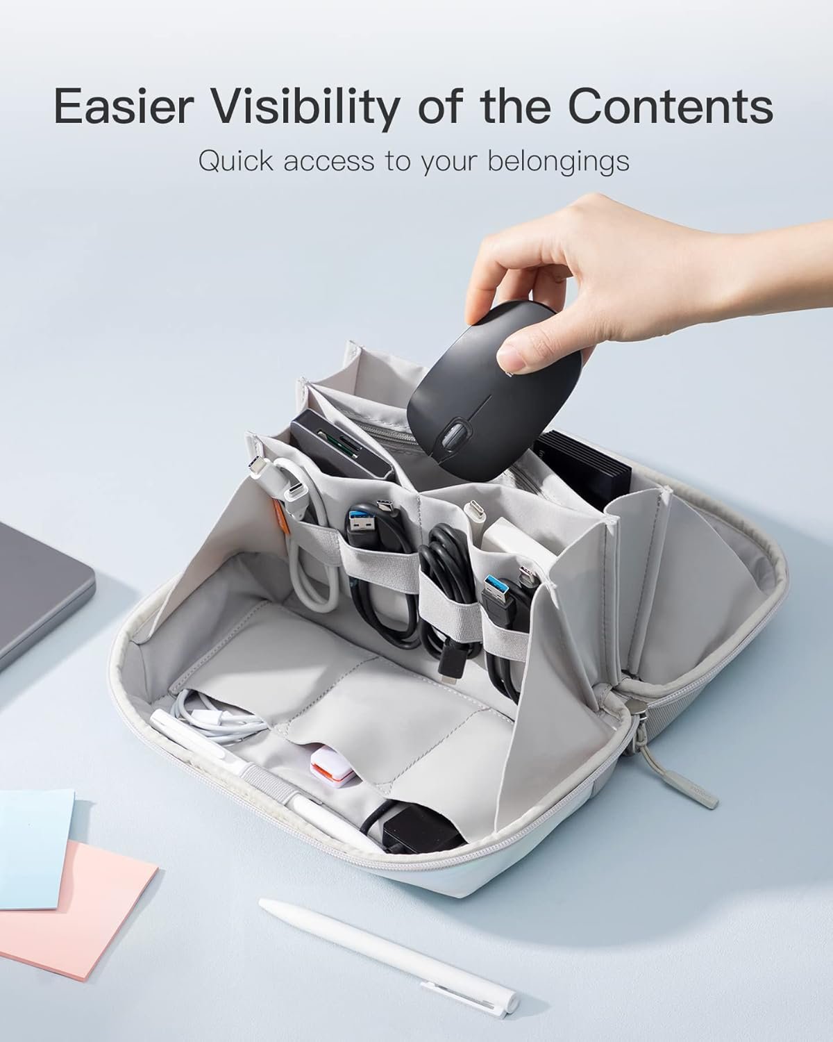 Inateck Electronics Organizer, Splash-Resistant Travel Accessory Handle Bag