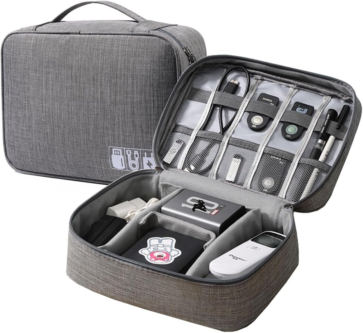 Electronics Organizer Travel Universal Cable Organizer Bag Waterproof Electronics Accessories Portable Storage Cases for Cable, Charger, Phone, USB, SD Card, Hard Drives, Power Bank