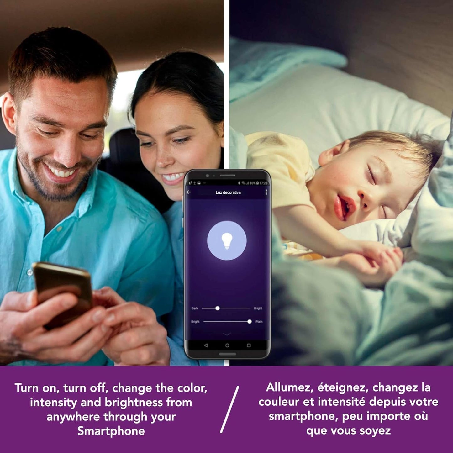 E26 Smart Bulb - Ampoule Intelligente - Alexa Compatible + Google Home Compliant, Colour Changing, LED Smart Light Bulb (10W) Dimmable from The App - Works with 2.4 GHz WiFi