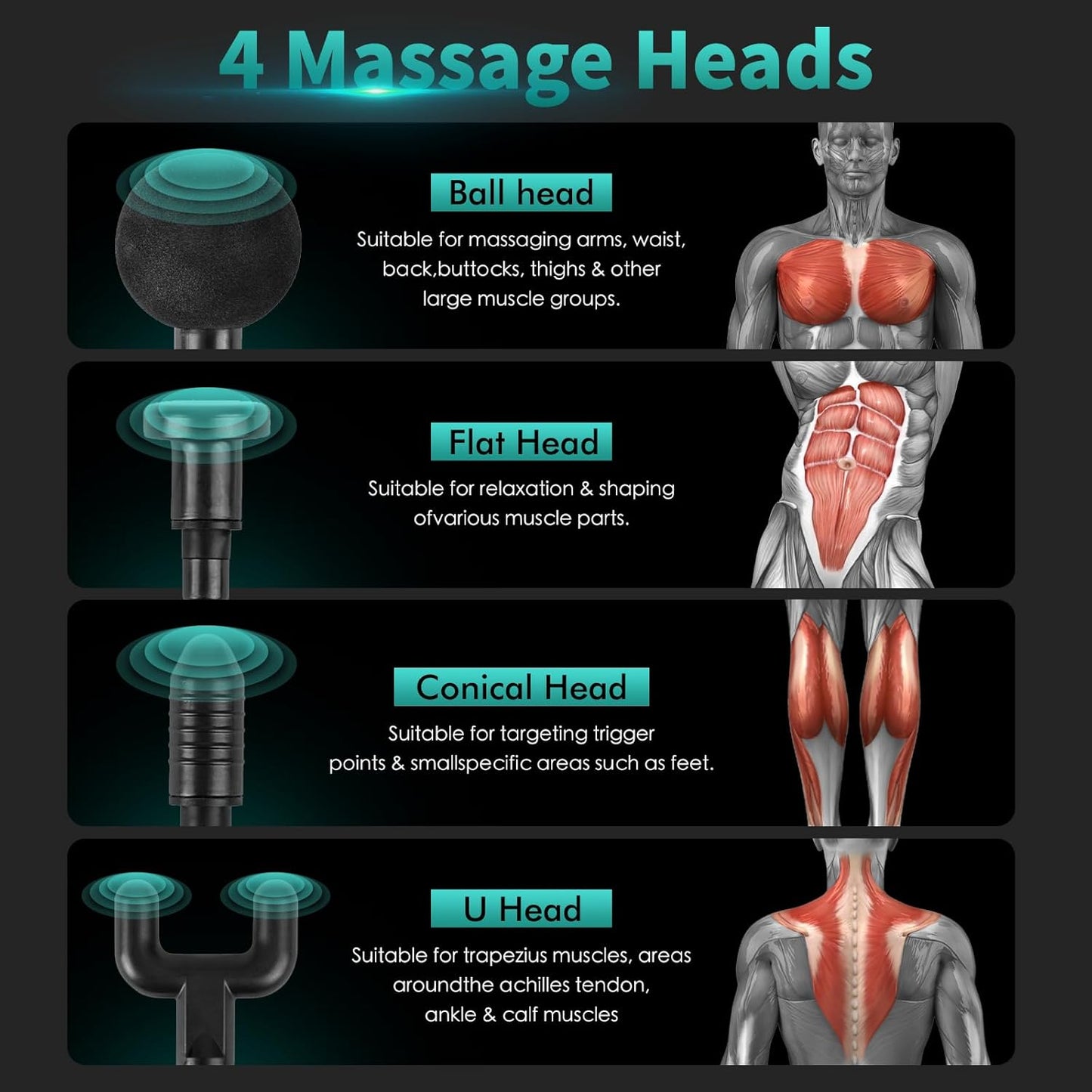 Remology Impact Therapy Massage Gun for Pain Relax – 6-Speed Muscle Massager, Percussion Massage Tool with 4 Heads, Rechargeable Vibrating Massage Gun