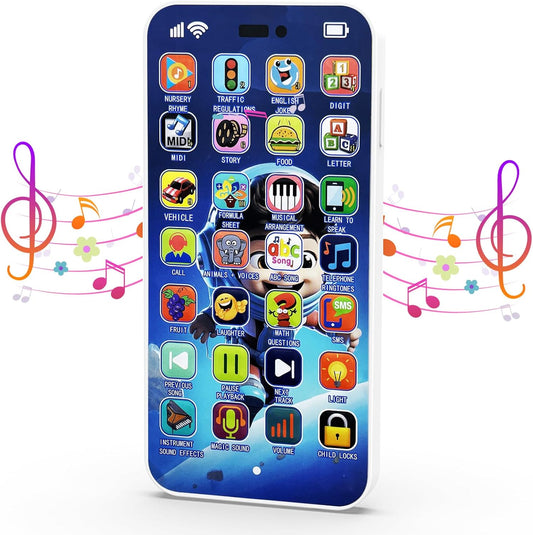 Kids Learning Cell Phone Toy with 28 Keys 2000+ Early Education Content, Music Story Recording Educational Toy for Toddlers 1-3, Kids Pretend Play Phone Birthday Gifts for Girl Boy Age 1 2 3 Year Old