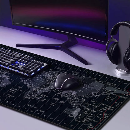 Anpollo Extended Speed Gaming Mouse Pad Large Size 35.4 x 15.7 inches Desk Mat Mousepad with Personalized Design - Black World Map