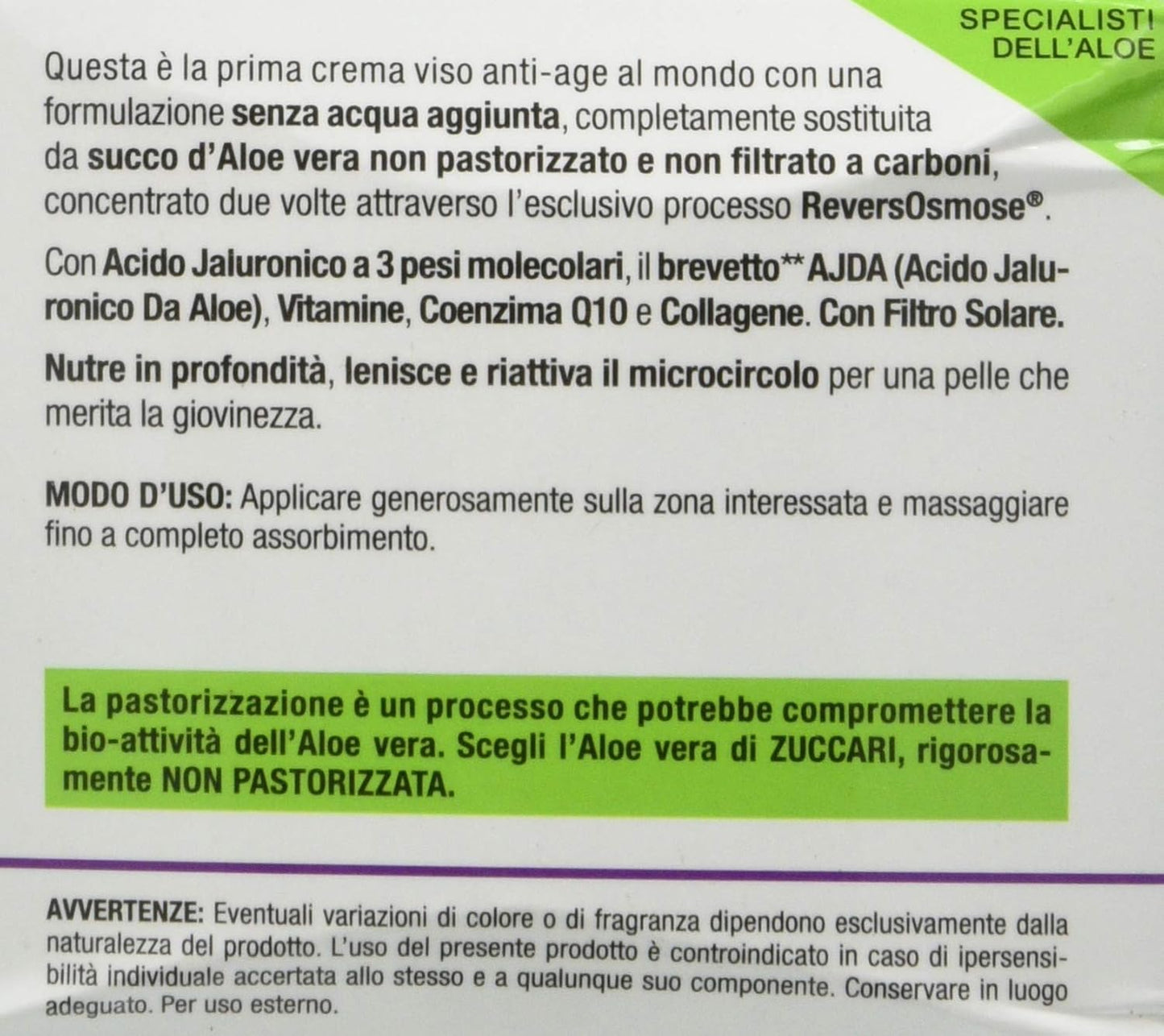 ZUCCARI Linea X2 - Anti Age Face Cream, Hyaluronic Acid and Q10, Aloe Vera, 50 Milliliters