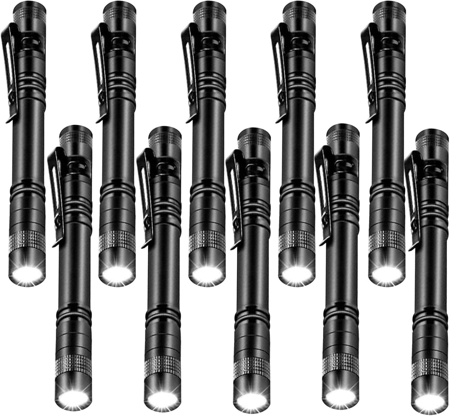 MODOAO Pen Flashlight Portable Flashlight with Metal Clip Tactical Penlight Flashlight (10 Pack)