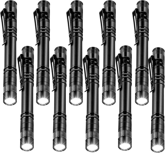 MODOAO Pen Flashlight Portable Flashlight with Metal Clip Tactical Penlight Flashlight (10 Pack)