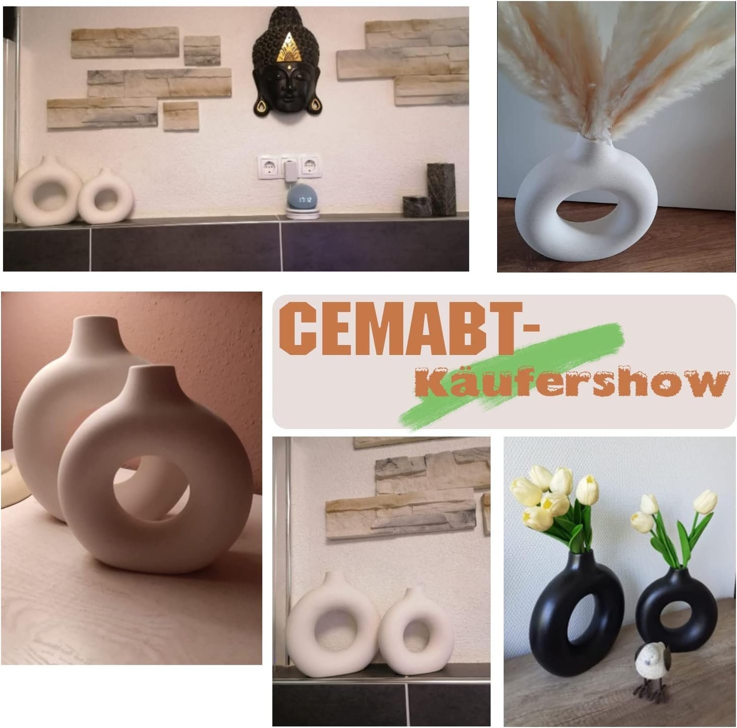 CEMABT Vases for Pampas Grass,Creative Vase Modern Home Decor,Handmade Vase White Ceramic Dried Flowers Craft Ornaments for Office Home Decoration