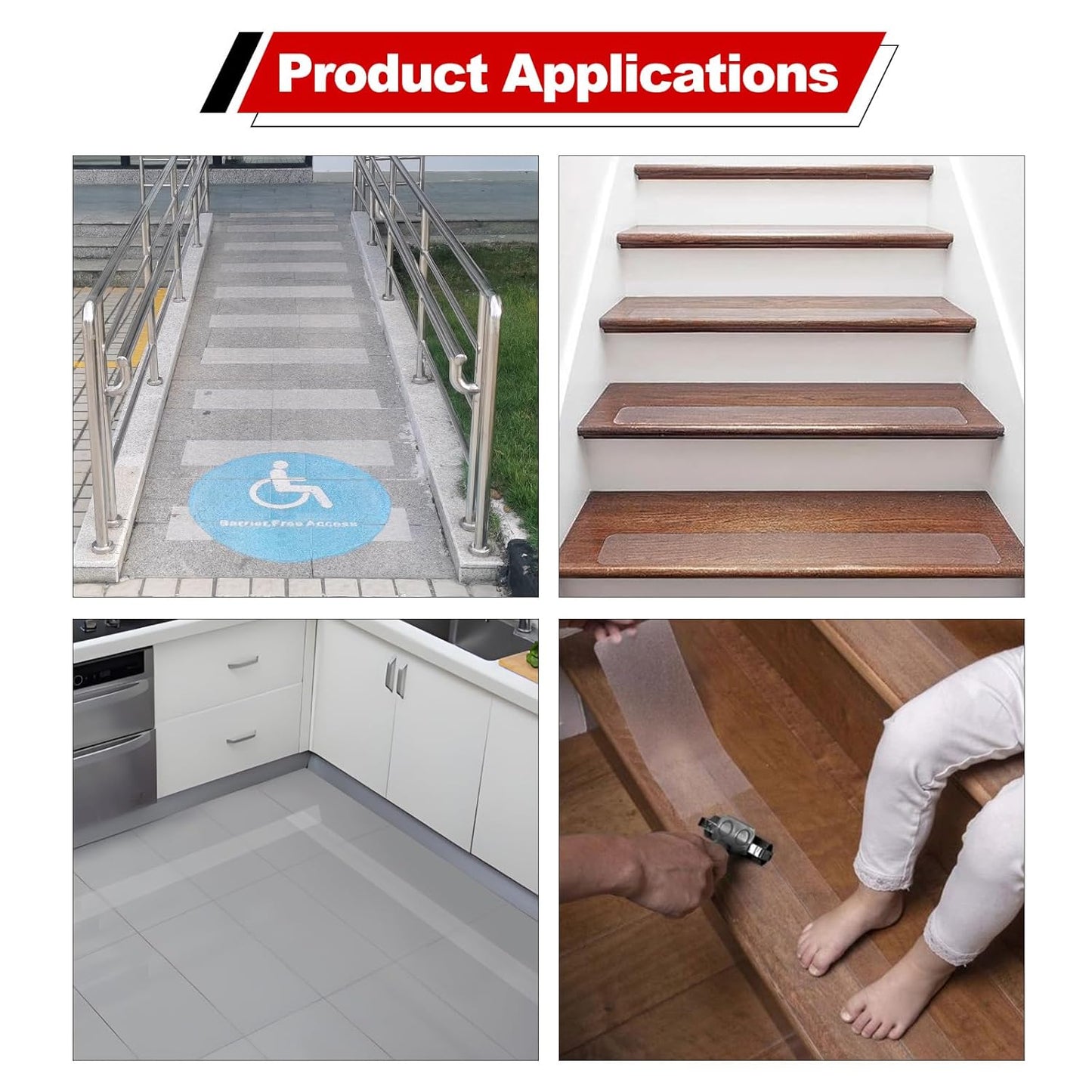 WELSTIK Anti Slip Invisible Tread Tape - Best Friction, Grip, Safety, Abrasive Adhesive for Stairs, Indoor, Outdoor - 5cm x 5m, Clear