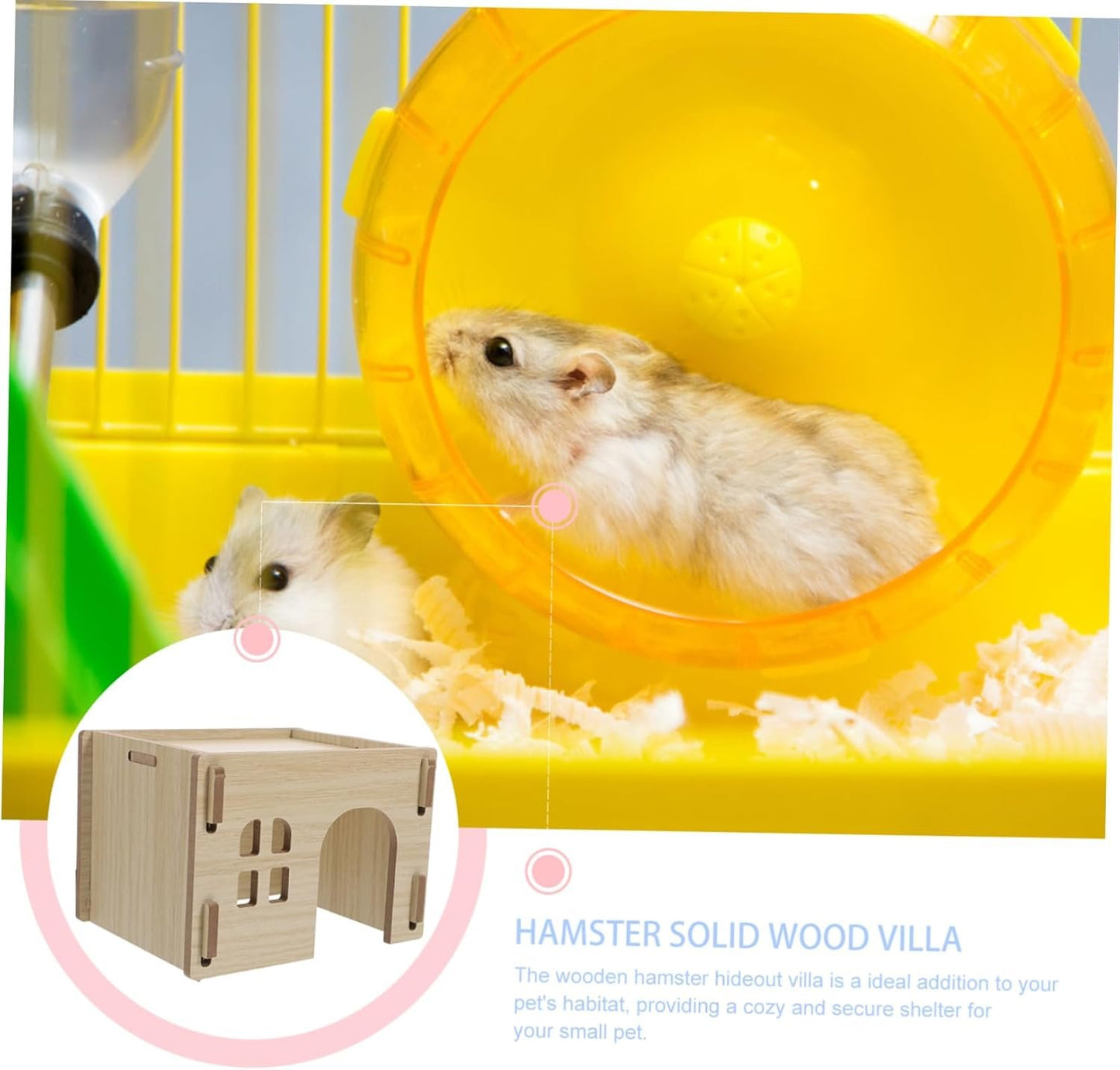 YARNOW Small Animal Hideout Villa Wooden Home for Hamster Guinea Pig Chinchilla Rat Mouse Gerbil Bunny Stylish and Secure Hideaway Feeding Watering Station