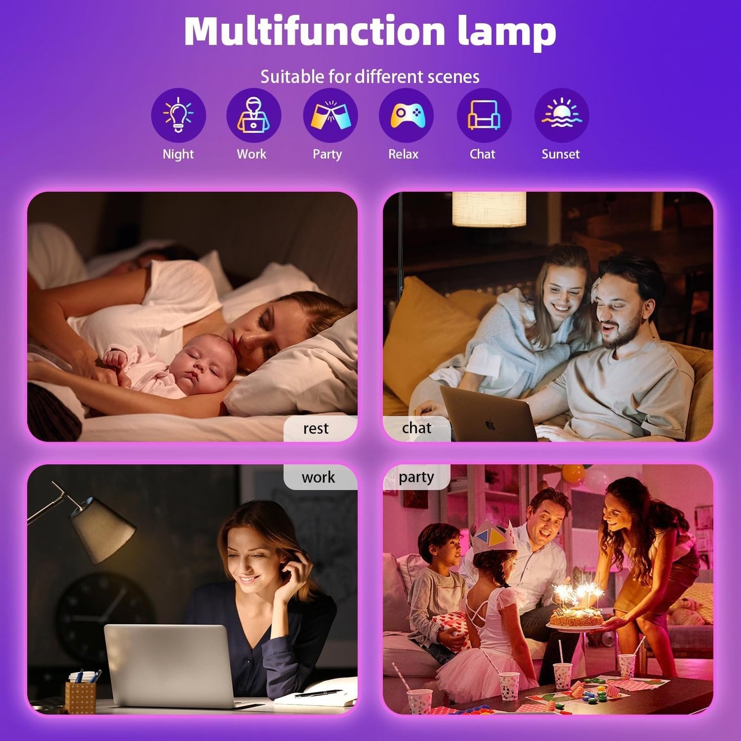 Vanance Smart Light Bulbs 4Pack with Remote, Compatible with Alexa Google Home, WiFi & Bluetooth Smart Home Lighting, Bayonet B22 A19 800LM Dimmable Warm Multicolor Changing Led Light Bulbs