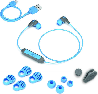 JLab JBuds Pro Bluetooth Wireless Signature Earbuds, Blue/Gray, Titanium 10mm Drivers, 6-Hour Battery Life, Music Controls, Noise Isolation, Bluetooth 4.1 Extra Gel Tips and Cush Fins