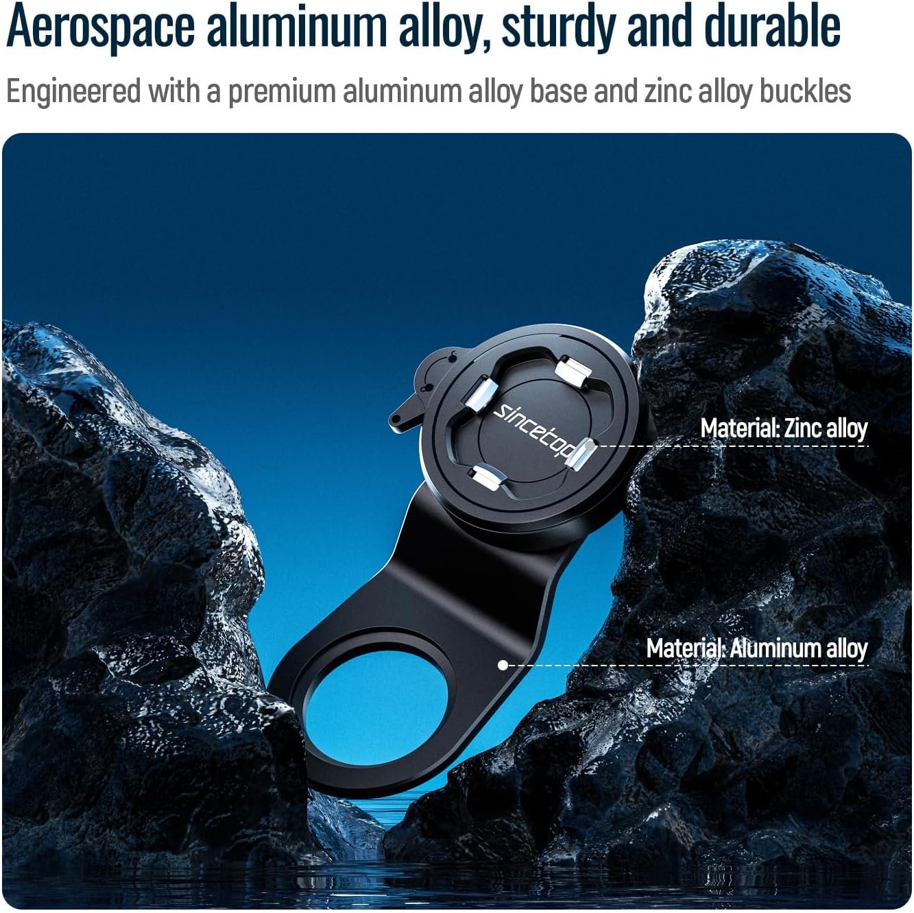 sincetop Bicycle Phone Mount, Mountain Bike Stem Cell Phone Holder, Aluminum Bicycle Handlebar Clamp, Quick Release Attachment 【Seres C-2a Gen】