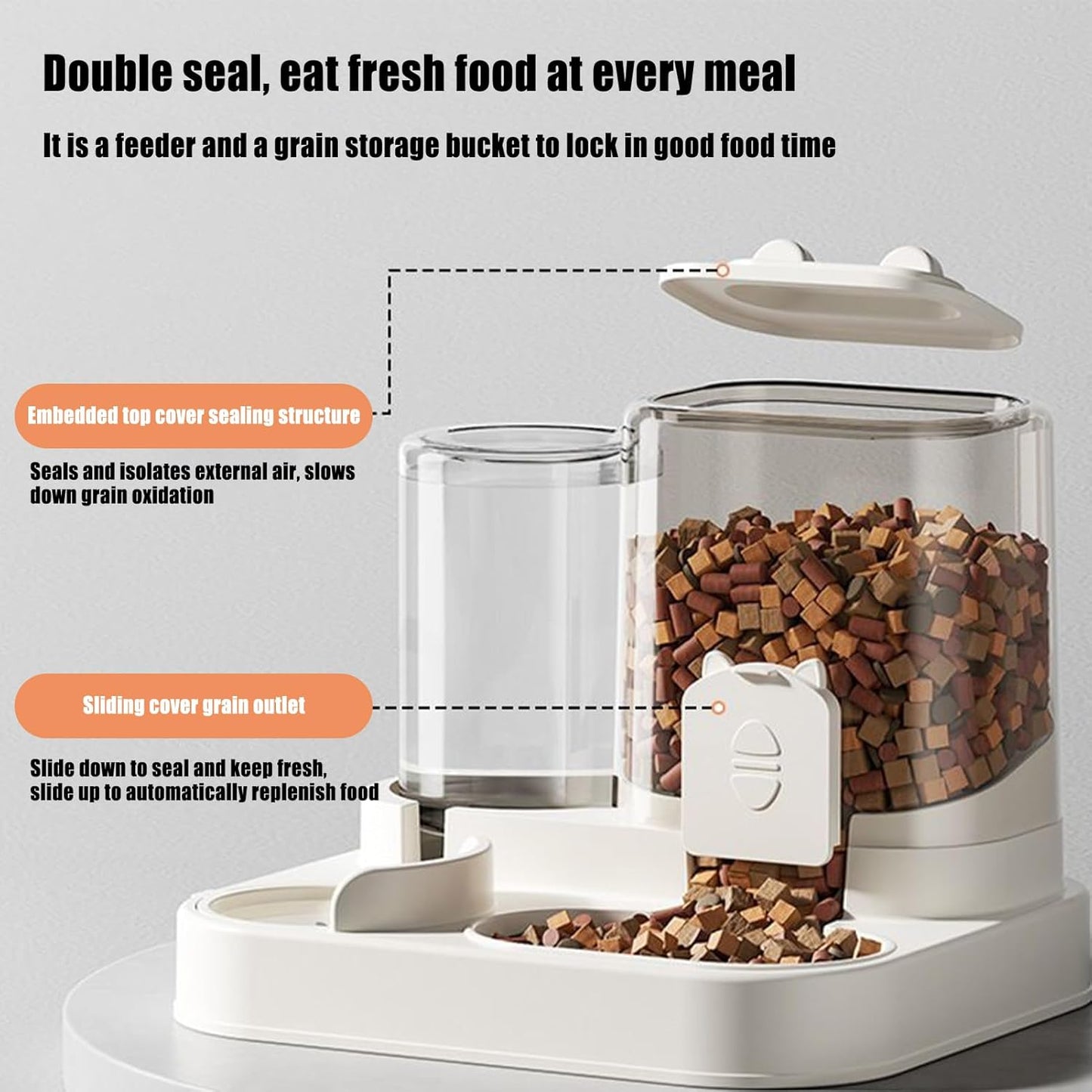 Pet Water Feeder, Automatic Feeder and Watering, Cats Water Dispenser, 2-in-1 Automatic Feeding and Watering Station, 1.8L Capacity, Gravitys Based for Dog, Cats