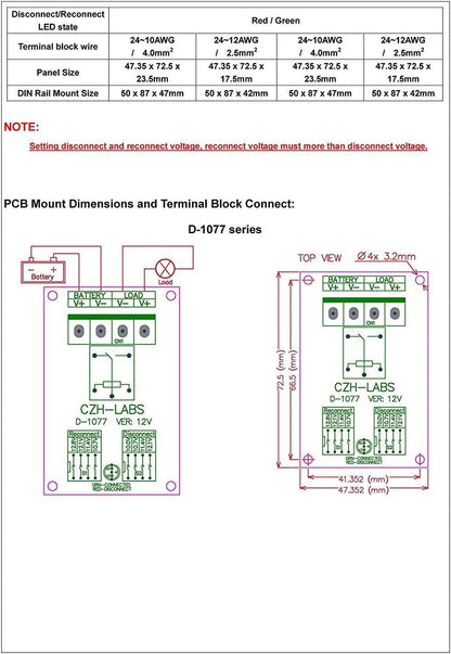 Electronics-Salon Low Voltage Disconnect Module LVD, 12V 10A, Protect/Prolong Battery Life.