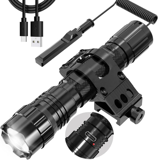 AUKEPATE Flashlight Rechargeable LED 1200 Lumens Flash Light, Charging Port Tactical Flashlights High Lumens