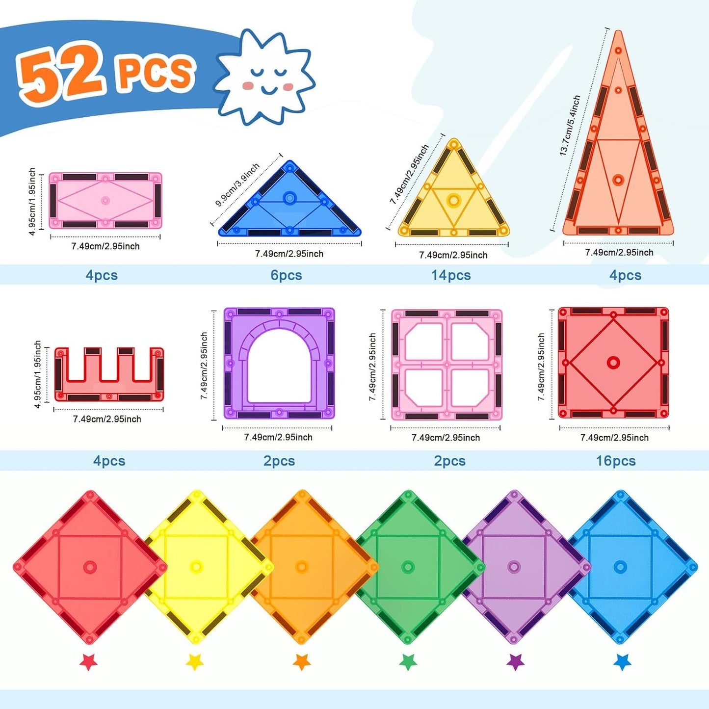 Magnetic Tiles Blocks Toddler Toys Sensory Preschool Building Learning Toys Girls Boys Toys Outdoor Outside Sensory Toddlers 3-4 Magnet Toys 3 4 5 6 7 8 Year Old Boys Girls