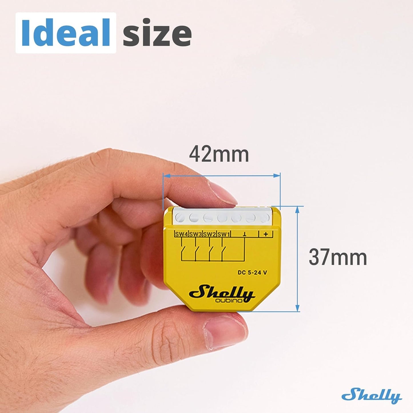 Shelly Qubino Wave i4 DC | Z-Wave 800 Series 4 Digital Input Control for Advanced Control of Low Power Actions | Home Automation | Extended Network Repeater