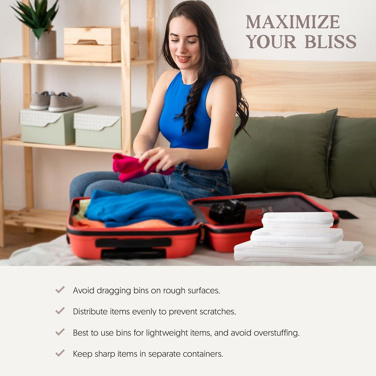 Maple & Lark Bliss Bins - Hard Sided Clear Zipper Case for Storage - Professional-Grade Plastic Clear Zipper Pencil Case, Toiletry Pouch, Travel Organizer, Cosmetic Bag, Toy Storage Bins (2 Pack, L)