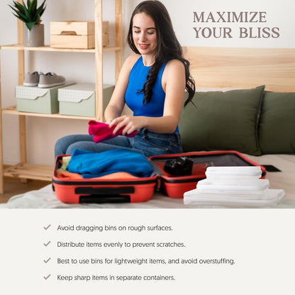 Maple & Lark Bliss Bins - Hard Sided Clear Zipper Case for Storage - Professional-Grade Plastic Clear Zipper Pencil Case, Toiletry Pouch, Travel Organizer, Cosmetic Bag, Toy Storage Bins (2 Pack, L)