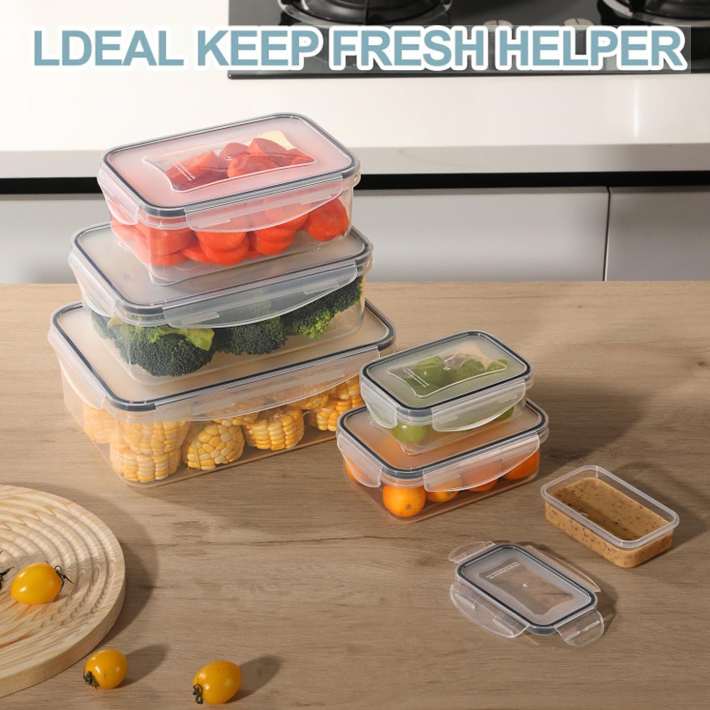 KUMD 50-Piece Large Airtight Food Storage Containers with Lids | Leakproof Meal Prep Containers for Kitchen, Freezer | BPA-Free, Stackable & Microwave Safe | 25 Containers + 25 Lids