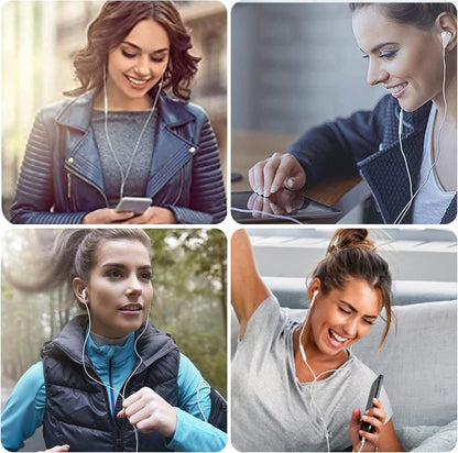 Feefuzz 2 Packs Apple Wired Headphones Earbuds with Microphone,in-Ear Earphones Volume Control[Apple MFi Certified] Compatible iPhone/ipad/Android/Computer 3.5mm Jack Devices, White, Small-6 (MX13)
