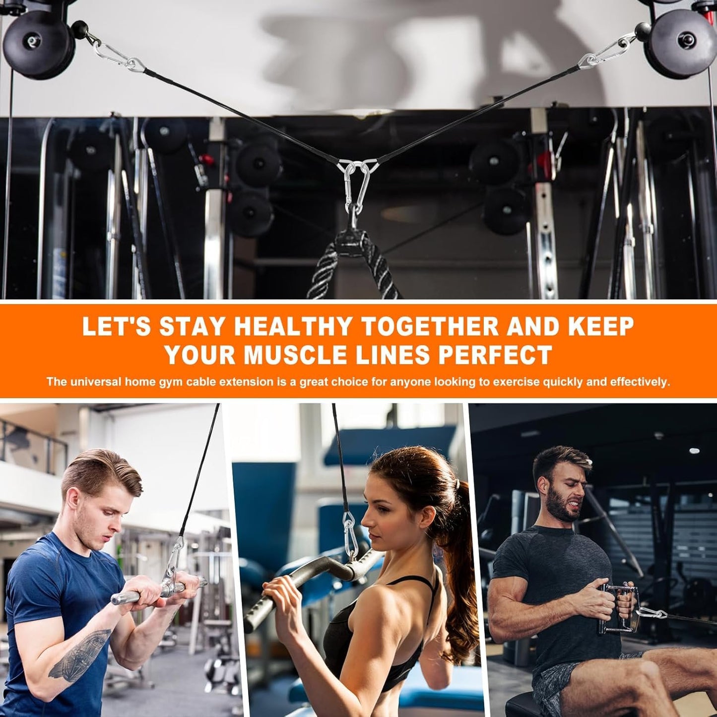 Gym Extension Cables 10" Long Replacement Extension Cables Compatible with Bowflex Home Gym Machine Accessories for LAT/Tricep Pull Down and Leg Extensions Machine (1 Pair)-Extend Your Workout Angle
